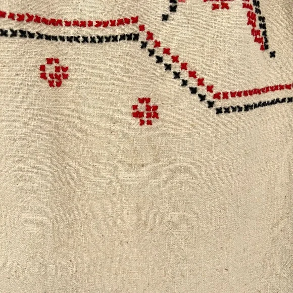 LEEBA MARKS Vintage Shirt Womens Large Cream Embroidered Boho Peasant - Picture 8 of 12